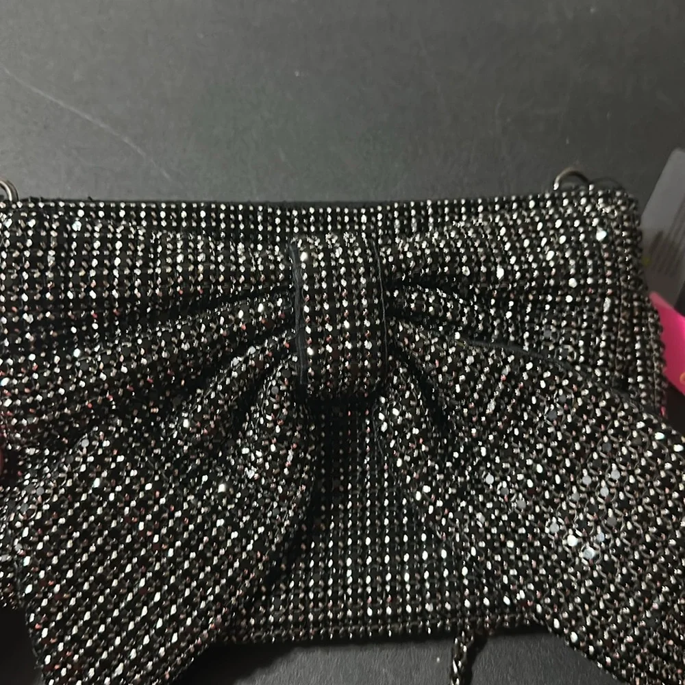Catherine Malandrino Black Crystal Bow Crossbody